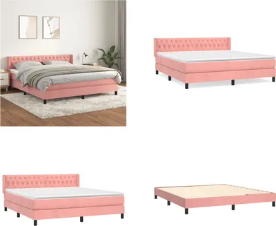 Produktbild von vidaXL Boxspringbett mit Matratze Rosa 180x200 cm Samt - Boxspringbett - Boxspringbetten - Bett - Schlafzimmermöbel