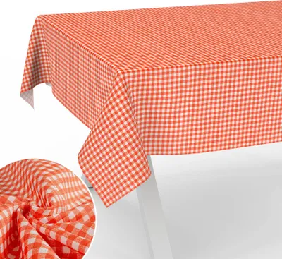 Zdjęcie produktu dla Ścierełka stołowa z tkaniny, 140 x 200 cm, czerwono-pomarańczowa, w romby, krawędzie proste