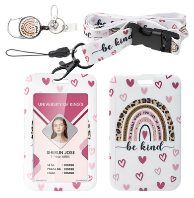 Produktbild von Ausweishülle mit Clip, ausziehbare Ausweishülle, Auswelter mit Band, pinkes Lanyard für Ausweise, Kreditkarten, Zugangskarten mit Näherungssensor, Führerscheine