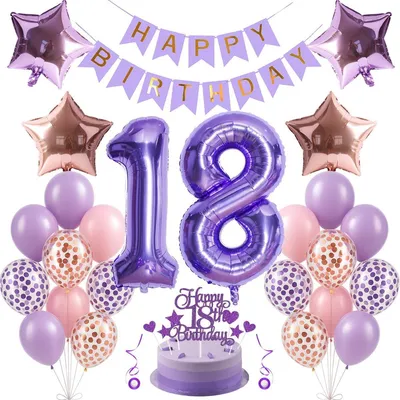 Geburtstagsdeko-Set 18. Geburtstag, 30-tlg., Lila/Roségold