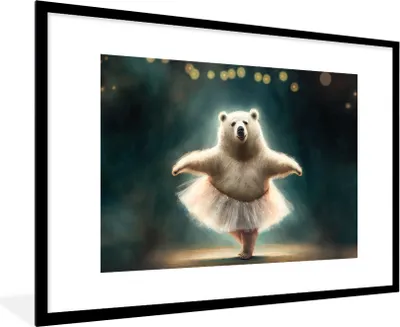 Produktbild von MuchoWow® Gerahmtes Poster Bär - Rock - Ballett - Porträt - Tiere 90x60 cm - Poster mit Schwarzem Bilderrahmen Wandposter Rahmen Foto Bilder - Wanddekoration - Fotos