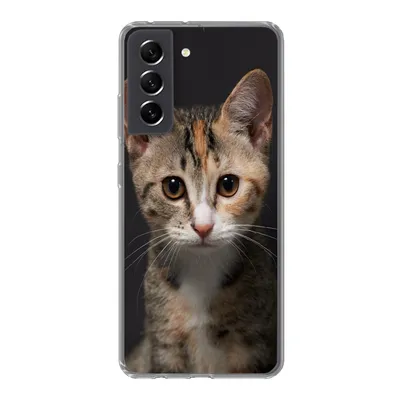 Produktbild von MuchoWow® Handyhülle Schutzhülle Hülle für Samsung Galaxy S21 FE Katze - Schwarz - Porträt Silikon Softcase Handy Hülle - Mobiltelefonhülle