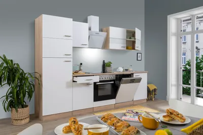 Produktbild von Küche Küchenzeile Küchenblock Einbauküche Eiche Weiß Merle 280 cm Respekta