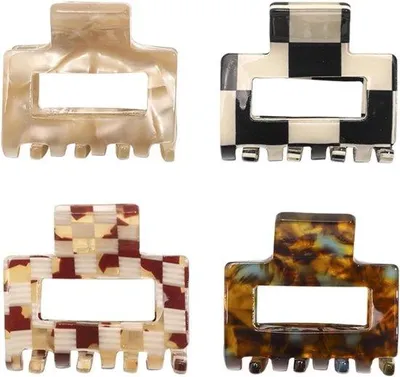 Produktbild von Kunststoff-Haarklammern-Set, 4-teilig, mittelgroß, rutschfest, für feines Haar