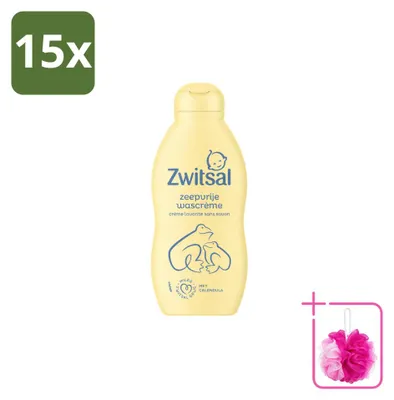 Productafbeelding van 15 x Zwitsal Milde Wascrème - 200 ml - Voordeelverpakking - 15 stuks