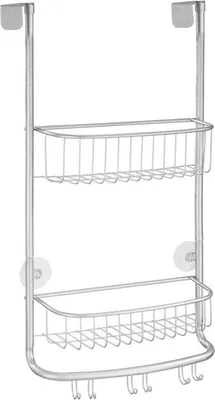 Produktbild von mDesign Duschablage Duschregal Duschkorb 6 Haken rostfrei Silber Chrom