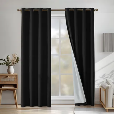 Productafbeelding van Omgoods - 100% Blackout Linnen Effect Gordijnen - Set van 2 voor Woonkamer en Slaapkamer