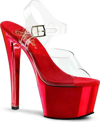 Produktbild von SKY-308 Damen Sandale von Pleaser, Transparent Rot , EU 35, US 5