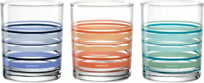 Obrázok produktu pre Montana :New Stripes, Viacfarebný, Priehľadná, Sklo, 3 kusov, Oválny, 240 ml, 80 mm