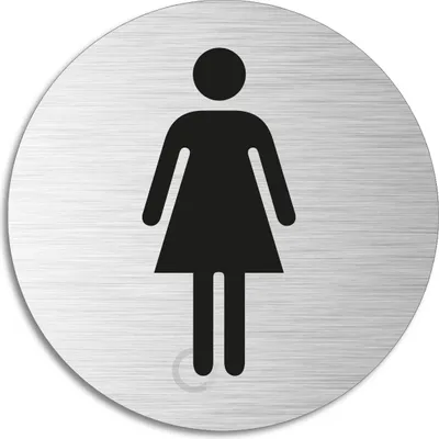 Produktbild von Schild - WC Damen | Türschild aus Aluminium | Edelstahloptik selbstklebend  selbstklebend  Ø 75 mm