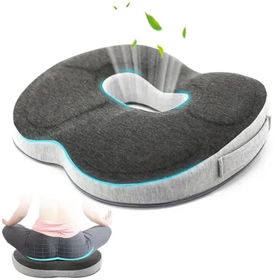 Produktbild von Orthopädisches Sitzkissen aus Memory-Schaum, druckentlastendes Kissen für Bürostühle, entlastet das Steißbein, ringförmiges Sitzkissen für Büro, Rollstuhl und Auto