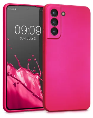 Produktbild von kwmobile Handyhülle für Samsung Galaxy S21 FE Hülle - Silikon Case metallisch schimmernd - Schutzhülle Cover - Metallic Pink