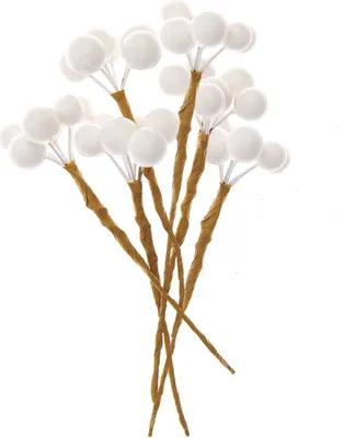 Immagine prodotto di 6 bacche decorative bianche 9 cm