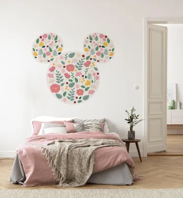 Produktbild von Komar Vlies Fototapete rund und selbstklebend "Mickey Head Wildflowers" - Größe: 127 x 127 cm (Breite x Höhe) - 1 Stück