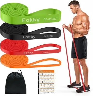 Produktbild von Set mit 4 Widerstandsbändern für Fitness, Krafttraining, Yoga und Pilates – ideal für Anfänger und Fortgeschrittene, vielseitig und langlebig