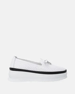 Image de VENEZIA - Mocassins pour femmes, modèle pantoufle, en cuir véritable, couleur blanche, avec nœud, taille 40