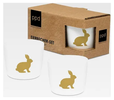 Produktbild von Eierbecher Set, Hase, Ostern, 2 Stück, New Bone China, mit Geschenkkarton, H: 4,2 cm, D: 5,2 cm