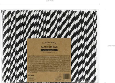 Immagine prodotto di Cannucce di carta a righe diagonali 19cm bianco nero set da 250