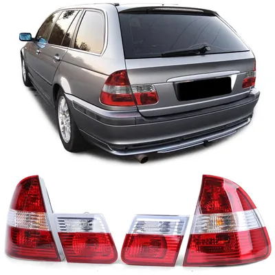 Zdjęcie produktu dla Komplet tylnych świateł w kolorze czerwonym, pasujący do BMW serii 3 (E46) Touring, produkowanych w latach 1998-2005