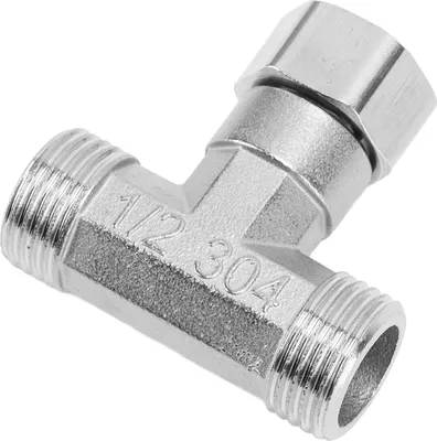 Imagen del producto de Conector de manguera de acero inoxidable 304, tipo "T" de 3 vías, adaptador para tuberías con rosca hembra G1/2, para agua y aire