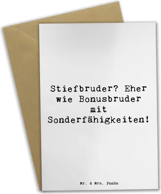 Produktbild von Mr. & Mrs. Panda Grußkarte Spruch Stiefbruder - Weiß - Geschenk, Familienleben, Patchworkfamilie, Grußkarten, einladungskarten, Familiengeschenke, Persönliche Geschenke