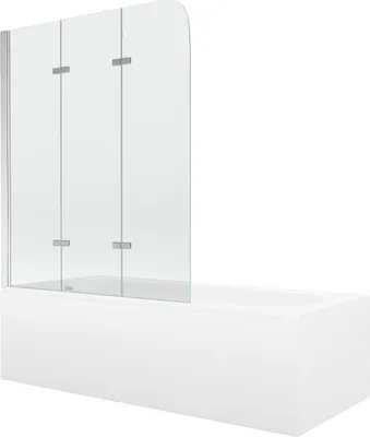 Produktbild von Mexen Vega Rechteckwanne 150 x 70 cm mit Verkleidung und 3-teiliger Faltwand 120 cm, transparent, Chrom - 550115070X9012030100