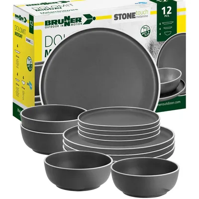 Produktbild von BRUNNER Camping Geschirr Set 4 Personen | Anti-Slip | Midday DOLOMIT, 12-tlg.