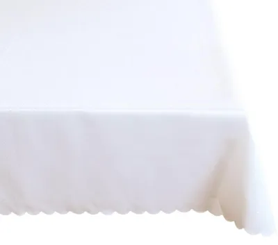 Produktbild von Tischdecke STELLA Wellenrand einfarbig Polyester weiß 130 x 170 cm
