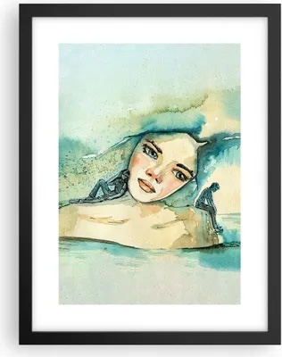 Produktbild von Gerahmtes Poster - Schwarzer Rahmen - Aquarell Frau Emotionen - 30x40 cm - Wand Bild - Wanddeko - Wandbilder - Kunstposter - Wandposter - Bilderrahmen - Bilder - Kunstdruck - P2BPA30x40-4858
