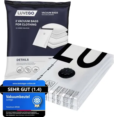 Produktbild von Vakuumbeutel 2er Pack Jumbo, für Bettdecken, große Kissen, platzsparend, für Zuhause und Reisen