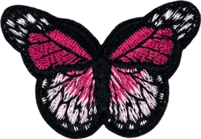 Produktbild von Schmetterlings-Emblem-Applikations-Patch zum Aufbügeln, weiß, rosa
