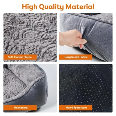 Zdjęcie produktu dla Legowisko dla psa, wymiary: 76 x 60 x 22,9 cm, prostokątne, szare, możliwość prania, antypoślizgowe dno