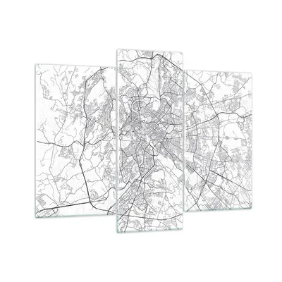 Produktbild von Bilder auf glas - 3 Teile - Stadt Karte Rom - 130x100cm - Glasbilder - Wandbilder - Bilder - zum Aufhängen bereit - Wanddekoration aus Glas - Glas Bilder - Wandbild auf Glas - GCB130x100-4682