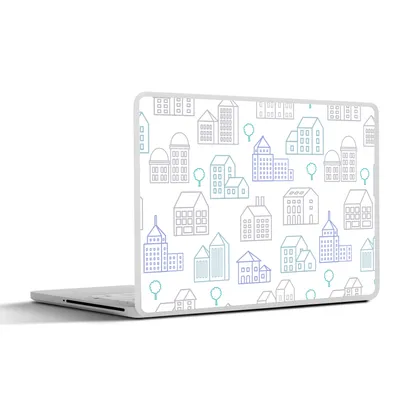 Produktbild von MuchoWow® Laptop Aufkleber Sticker Cover Skyline - Muster - Haus 25x18 cm - Laptop-Deko