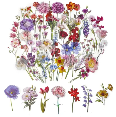Productafbeelding van 100 Vintage Bloemen Stickers voor Scrapbooking en Decoratie
