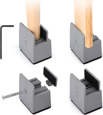 Produktbild von Belle Vous 4er Set Bett- und Möbelerhöhung mit Schraubbefestigung - 8,5 cm Betterhöhung - Tisch Erhöhung - Schreibtisch - Stuhl - Durchmesser bis 35mm
