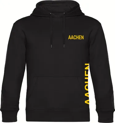Produktbild von multifanshop Kapuzen Sweatshirt - Aachen - Brust & Seite, schwarz, Größe S