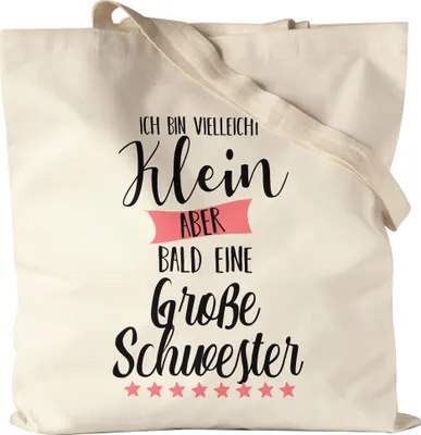Produktbild von Ich Bin Vielleicht Klein Aber Bald Große Schwester Jutebeutel Stoffbeutel Canvas Nachwuchs Schwangerschaft Geschenkidee