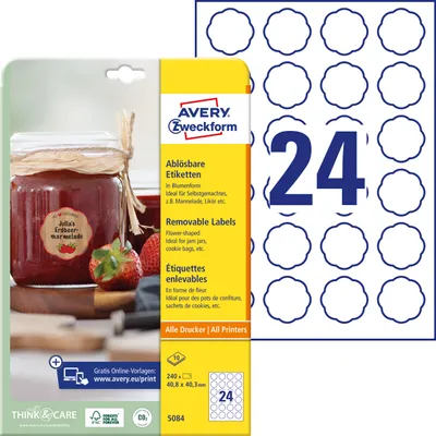 Productafbeelding van Universaletiketten blumig 40mm weiß