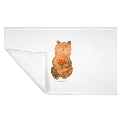 Produktbild von Mr. & Mrs. Panda Handtuch 50x100 Bär Dankbar - Weiß - Geschenk, Teddy, baumwolle, Blumen, Dankeschön, Danke, Flauschtuch, Frotteehandtuch