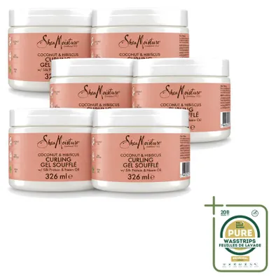 Obrázek produktu pro 6 kusů gely pro definici a tvarování vlnitých vlasů Shea Moisture Coconut & Hibiscus, objem 326 ml, balení