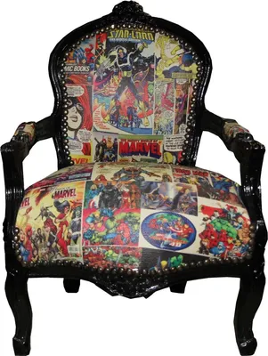 Produktbild von Casa Padrino Barock Kinderstuhl Comic Lederoptik / Schwarz - 51 x 73 cm
