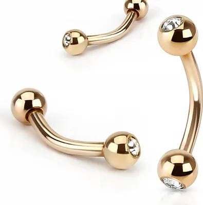 Produktbild von Piercing Augenbrauen Augenbrauenpiercing Banane Kugel Bananabell Kristall Zirkonia rosegold 1,2 mm 8 mm