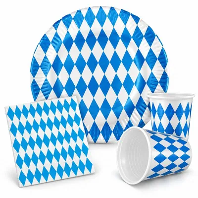 Produktbild von Einweggeschirr Set   Teller Becher Servietten 60 tlg.