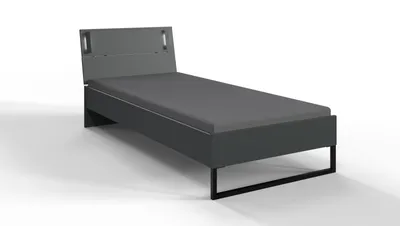 Produktbild von Einzelbett >TILBURG< in GRAPHIT - 98x93x210cm (BxHxT)