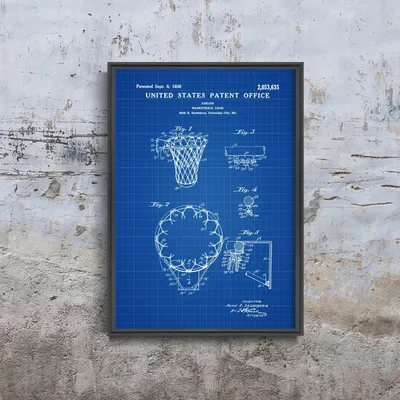 Produktbild von Poster - Canvas - Leinwand - 21 cm x 29,7 cm - Fotoposter - Leinwandkunst - Basketballkorb us-Patent