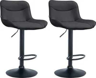Produktbild von CLP 2er Set Barhocker Vonore Kunstleder höhenverstellbar und 360 Grad drehbar | Farbe schwarz Gestell Farbe schwarz
