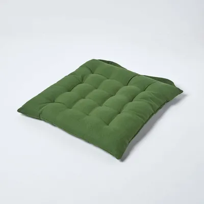 Obrázek produktu pro HOMESCAPES polštář na židli 40x40 cm olivově zelený - venkovní/venkovní polštář na sezení s bavlněným potahem, pratelný polštář na sezení