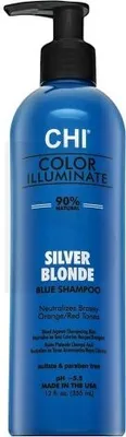 Immagine prodotto di CHI Color Illuminate Silver Blonde Blue Shampoo Shampoo colorato per capelli biondo platino e grigi 355 ml