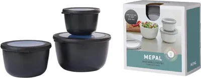 Immagine prodotto di MEPAL 106231041100 MEPAL Frischhaltedosen-Set Cirqula 8,5/10,0/11,5 cm hoch nordic black 0,5/1,0/2,0 l, 1 Set